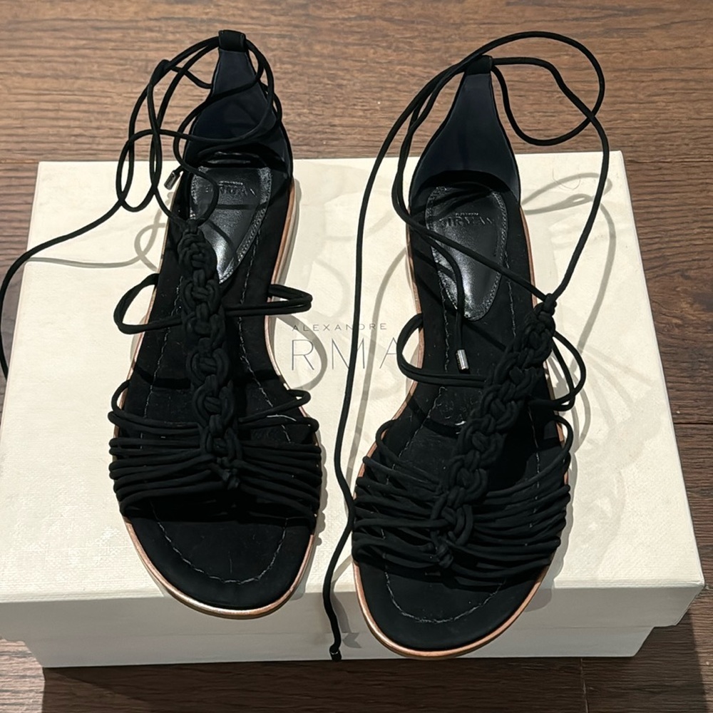 Alexandre Birman Black Braided Lace-Up Sandals